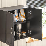 Wall Storage Cabinet Double Doors, Black