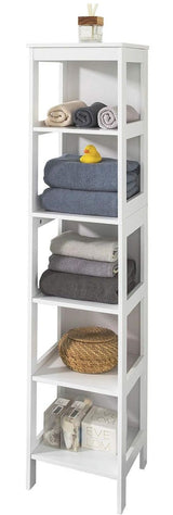 5 Tier Bathroom Shelf Cabinet, White