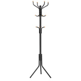 Black Metal Coat Rack, Hall Tree, 182cm Tall