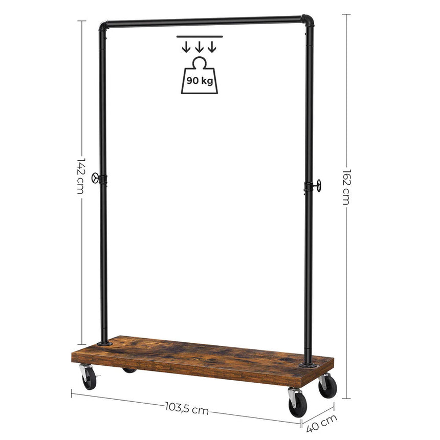 Industrial Pipe Rolling Garment Rack Shoe Shelf