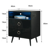 Amelia Modern LED Bedside table with USB and power socket Black