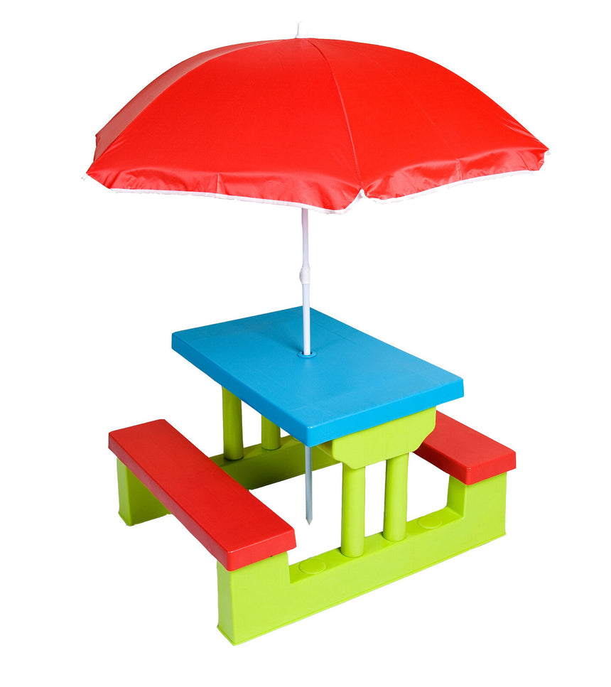 Durable Kids Picnic Table Set with Umbrella