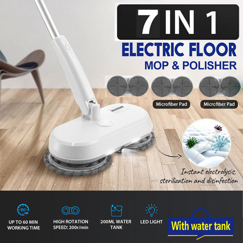 Cordless Electric spin 6Mops Cleaner 5In1 Floor Polisher Sweeper Washer Scrubber