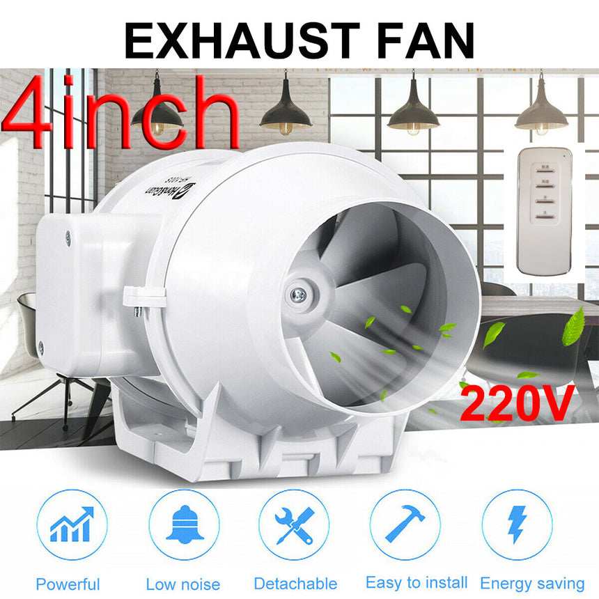 4" Inch Extractor Fan+Remote Duct Hydroponic Air Circulation Exhaust Vent