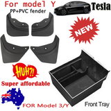 Tesla model Y front and rear PP PVC fender 4 installation and fit Model 3/Y central control front storage box push pull