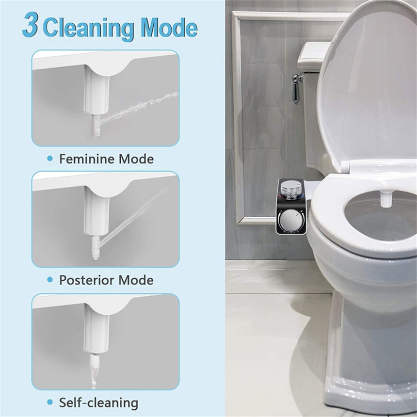 Bidet Toilet Seat Dual Nozzles Self-Cleaning Wash Hot Cold Mixer Water Sprayer