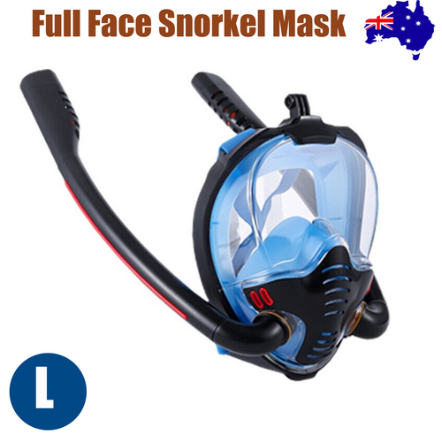 Blue Full Face Snorkel Mask Swimming Breath Dry Diving Goggle Scuba Glass Anti-Fog AU L