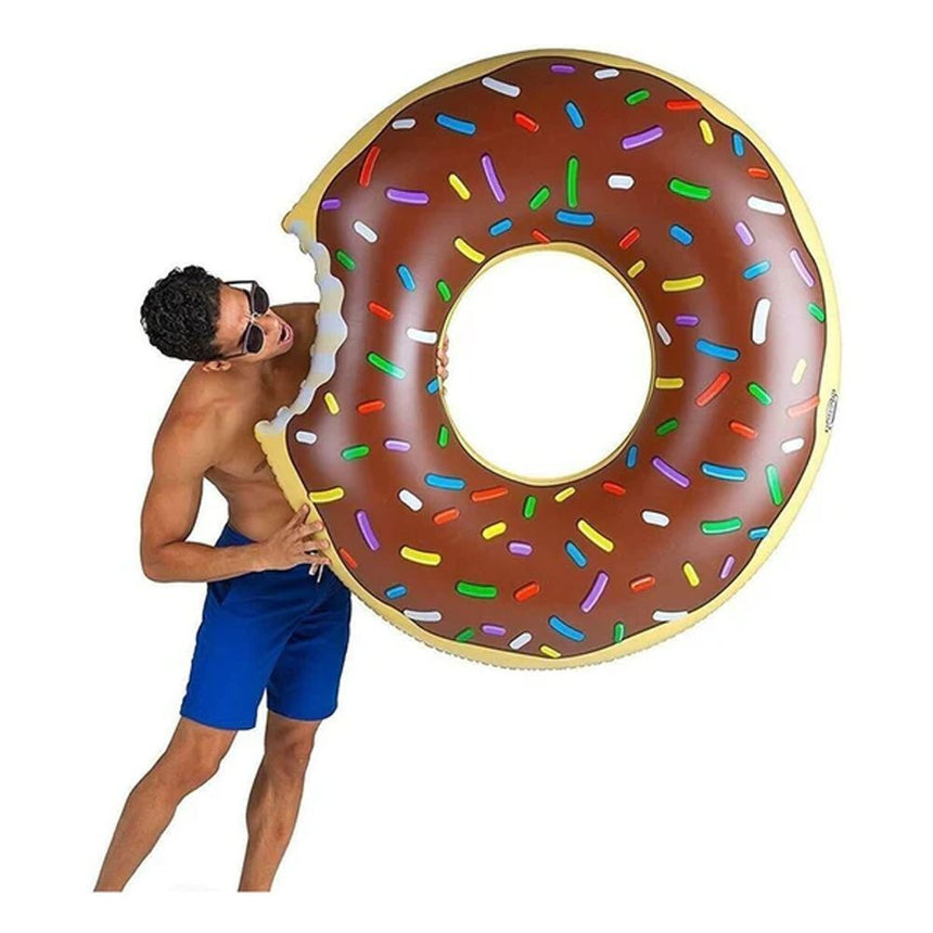 2pcs Coffee Inflatable Giant Donut Raft Swim Ring Float Swimming Pool Beach Lounge Pink Coff 120CM