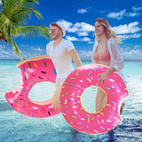 2pcs Pink Inflatable Giant Donut Raft Swim Ring Float Swimming Pool Beach Lounge Pink Coff 120CM