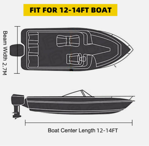 Boat Cover Heavy Duty 12-14ft Trailerable Marine 420D Waterproof UV Protector AU