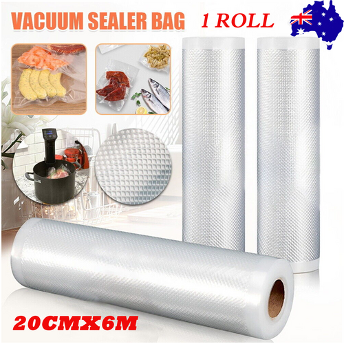 1 Roll VACUUM FOOD SEALER BAGS SAVER SEAL ROLLS STORAGE COMMERCIAL HEAT GRADE 20CMX6M