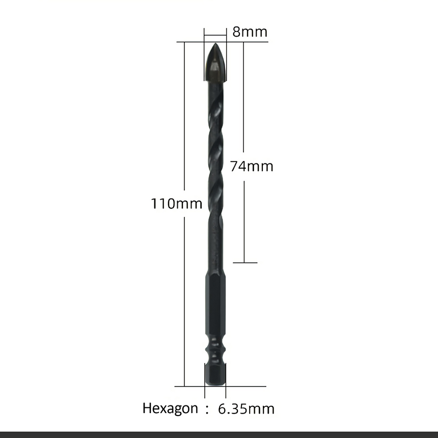 4PCS Drill Set Hex Tile Drill Bit Glass Ceramic Bric Hex Shank Cross Spear Head