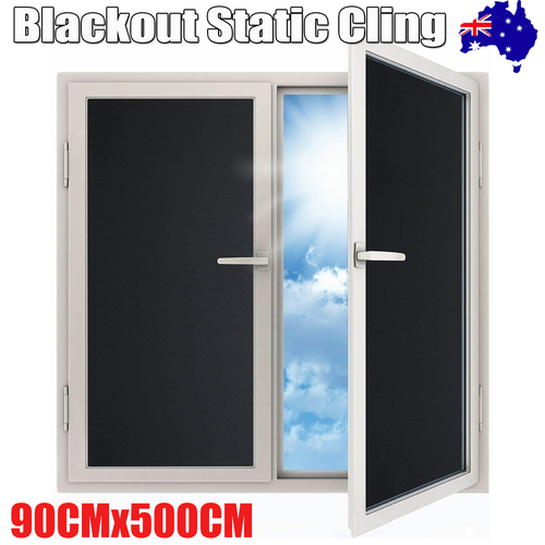 Blackout Static Cling Window Glass Film Privacy Protection To Block Sun Decor 90CMx500CM