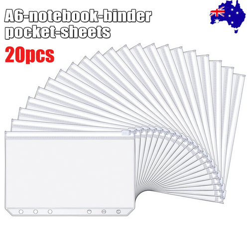 20PCS A6 PU Notebook Binder Budget Planner Organizer Cover Cash Pockets Sheets