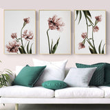 Wall Art 90cmx135cm Tulip Flower 3 Sets Gold Frame Canvas