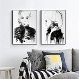 Wall Art 100cmx150cm Watercolor Sketch 2 Sets Black Frame Canvas