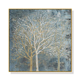 Wall Art 40cmx40cm Forest In The Twilight Trees Gold Frame Canvas