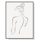 Wall Art 90cmx135cm Woman Back Line Art Black Frame Canvas