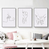 Wall Art 70cmx100cm Couples 3 Sets Black Frame Canvas