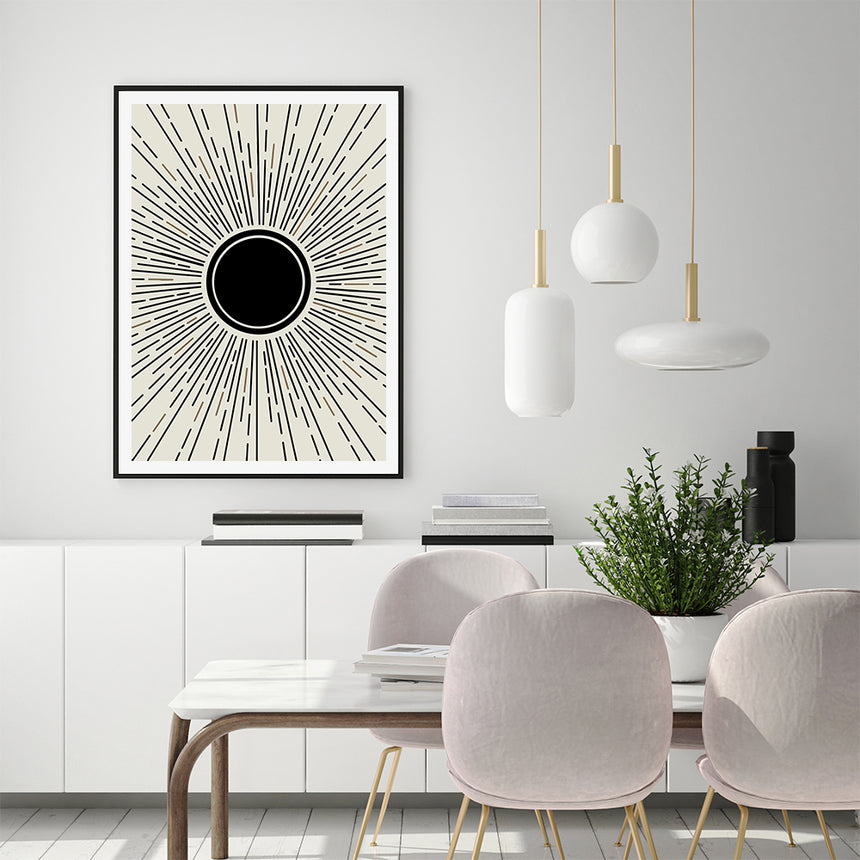 Wall Art 90cmx135cm Sun Rise Art Black Frame Canvas