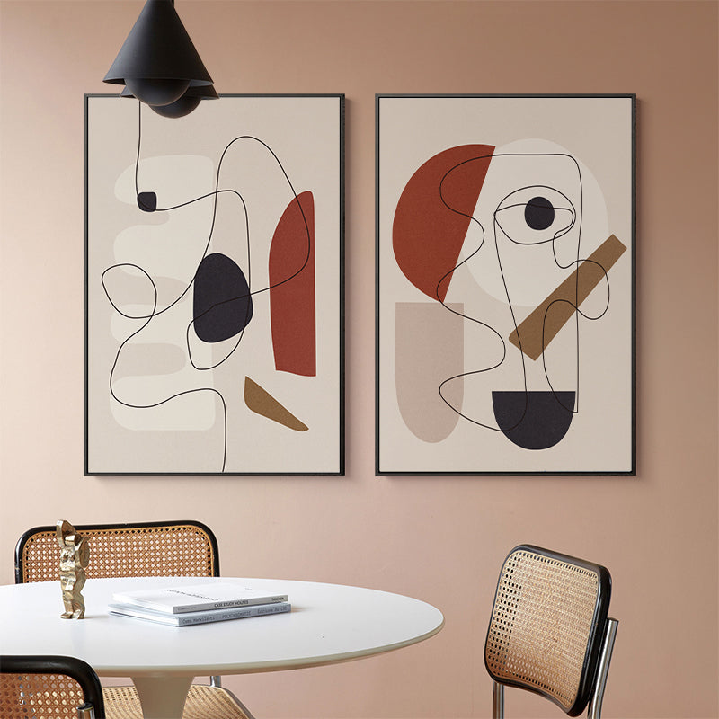 Wall Art 90cmx135cm Abstract Line Art By Picasso 3 Sets Black Frame Canvas