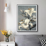 Wall Art 90cmx135cm Floral Lily II Black Frame Canvas