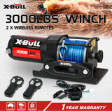 X-BULL Electric Winch 12V 3000LBS Synthetic Rope ATV UTV Boat Trailer With 2 X Wireless remote