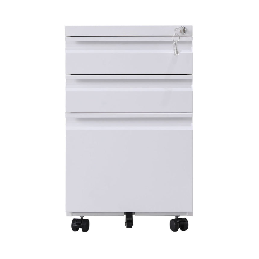 EKKIO 3 Drawer Mobile File Cabinet with Lock (White)