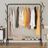 EKKIO Clothing Rack with Bottom Shelf & Anti-slip floor protectors (Black)