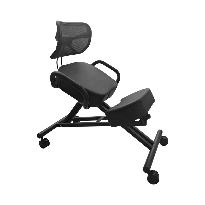 EKKIO Adjustable Ergonomic Office Kneeling Chair with Backrest (Black)