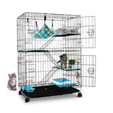 FLOOFI Three-Level Pet Rabbit Bird Cage with Hammock (Black)