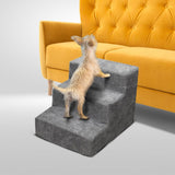 FLOOFI 3-Step Detachable Memory Foam Pet Stairs with Removable Washable Cover (Grey)