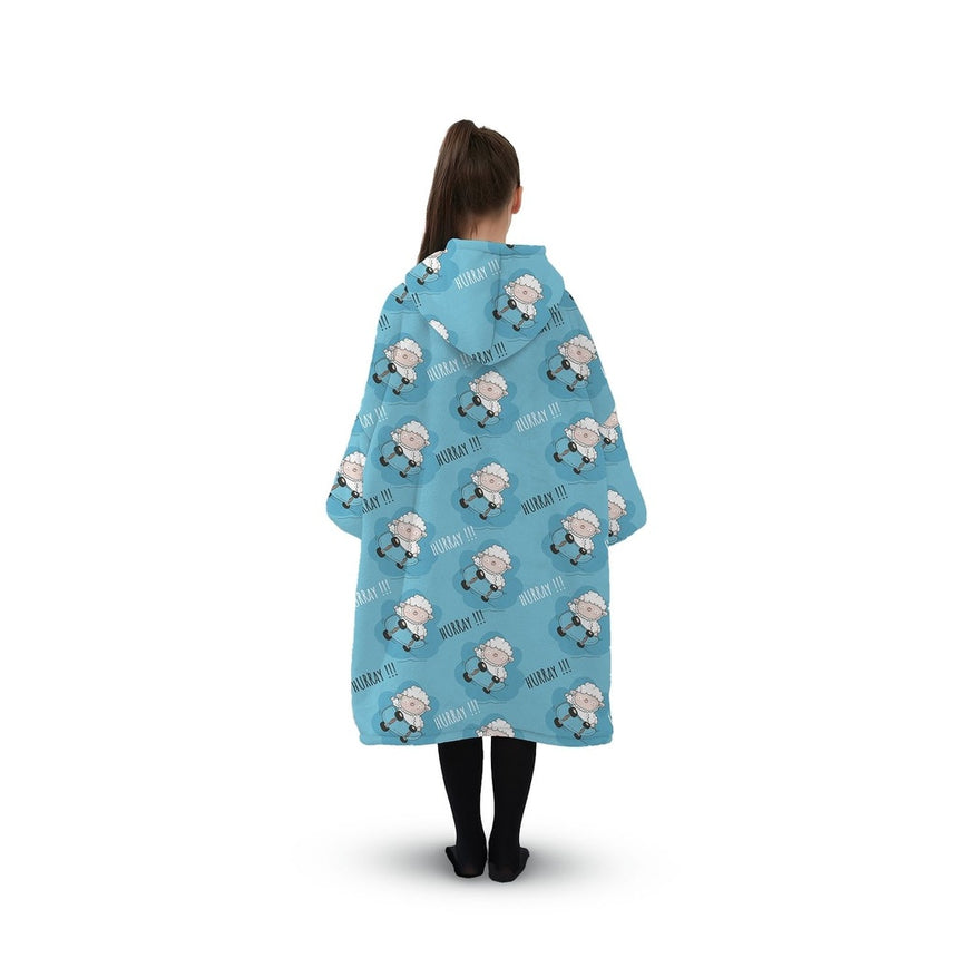 GOMINIMO Hoodie Blanket (Kids Sheep light blue )