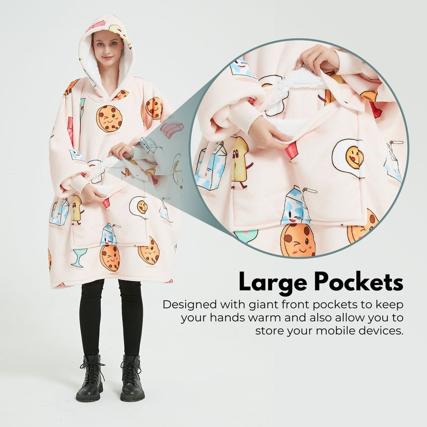 GOMINIMO Hoodie Blanket (Adult Breakfast)