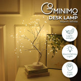 GOMINIMO Wood Desk Lamp- Bonsai Fairy Tree Lights Warm White-