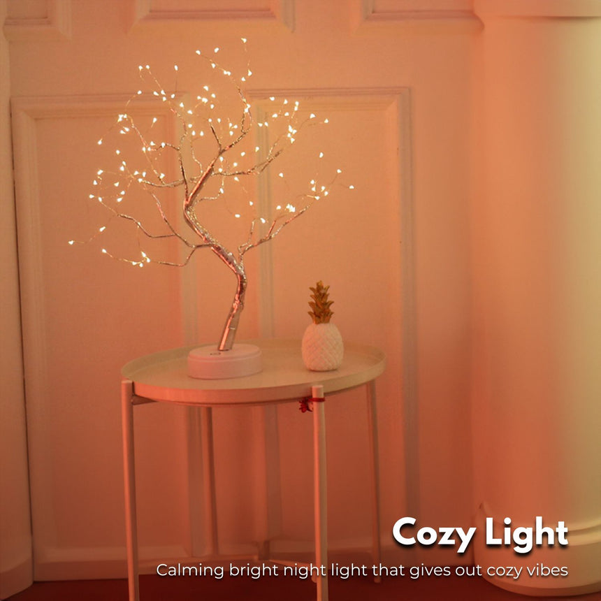 GOMINIMO Wood Desk Lamp- Bonsai Fairy Tree Lights Warm White-