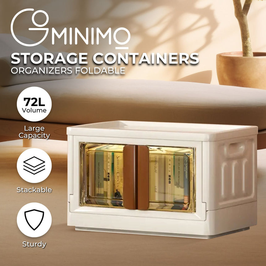 GOMINIMO 72L Foldable Storage Organizers(lvory+Brown)