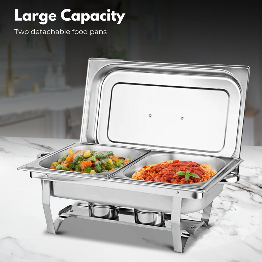 GOMINIMO 9L Chafing Dish Stainless Steel Food Buffet Warmer Pan (2x4.5L Dual Trays)