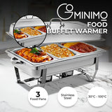 GOMINIMO 9L Chafing Dish Multifunctional Stainless Steel Food Buffet Warmer Pan (3x3L Triple Trays)