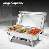 GOMINIMO 9L Chafing Dish Multifunctional Stainless Steel Food Buffet Warmer Pan (3x3L Triple Trays)