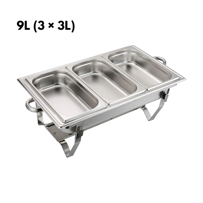 GOMINIMO 9L Chafing Dish Multifunctional Stainless Steel Food Buffet Warmer Pan (3x3L Triple Trays)