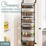 GOMINIMO 6 Tier Adjustable Baskets Over the Door Pantry Organizer (Black)