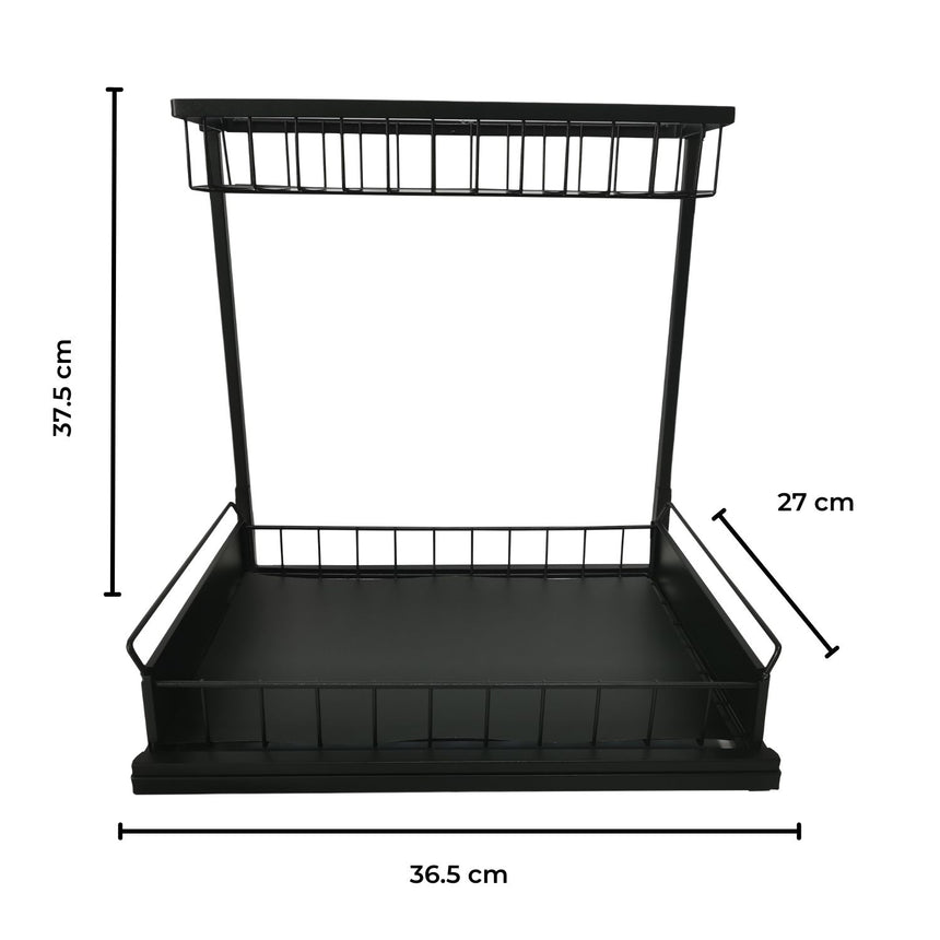 GOMINIMO 2 Tier Multi-purpose Under Sink Storage Rack (Black)