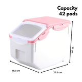 GOMINIMO Multipurpose Food Storage Container with Lids and Cup for Pet Food or Rice Grains (Pink)