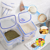 GOMINIMO Multipurpose Food Storage Container with Lids and Cup for Pet Food or Rice Grains (Clear/Blue)