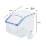 GOMINIMO Multipurpose Food Storage Container with Lids and Cup for Pet Food or Rice Grains (Clear/Blue)