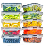 GOMINIMO 10 Pack Rectangular Airtight Food Storage Container Set (Transparent and Black)