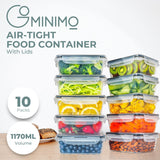 GOMINIMO 10 Pack Rectangular Airtight Food Storage Container Set (Transparent and Black)