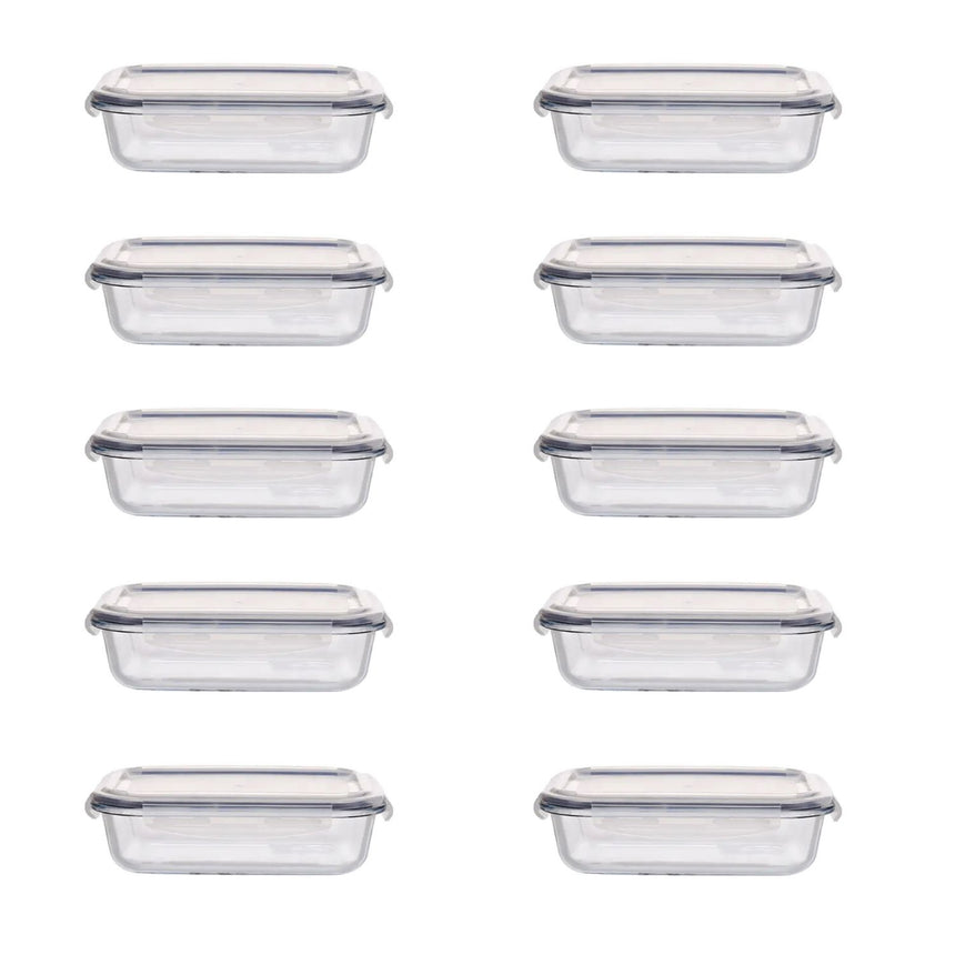 GOMINIMO 10 Pack Rectangular Airtight Food Storage Container Set (Transparent and Black)