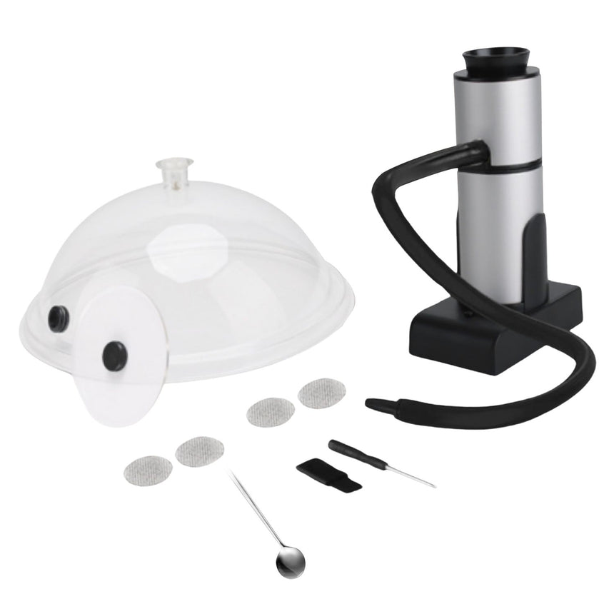 GOMINIMO Cocktail Smoker Kit with Dome and Cup Lid (Black+Silver)